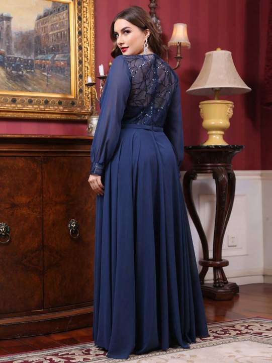 Mgiacy%20plus%20size%20%20Round%20neck%20see-through%20sequin%20embroidery%20patchwork%20lantern%20long%20sleeve%20chiffon%20full%20skirt%20Evening%20gown%20-%20Image%202