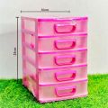 Plastic Five Layer Mini Drawer Storage Cabinet Box for Kitchen | for Bedroom | Jewellery Storage Box | Drawer Organizer (Pink)(Dimensions - 25cm × 22cm × 16cm). 