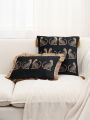 BUYNOW 1PC Luxury Leopard Print Tassel Lace Pillowcase No Pillow Core for Living Room Bedroom Sofa Cushion Cover Decoration.