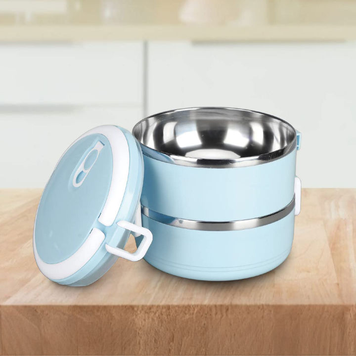 2 Layer Stainless Steel Lunch Box with Handle, Durable and Easy to Clean, Food Storage Container