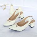 American Women Formal Sandals, Block Heels, Almond Toe, Vinyl Synthetic Leather, Year-Round Wear. 