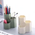 Multi-functional Pen Holder Simple Frosted Honeycomb Pen Holder Large Capacity Desk Stationery Storage Box Office Accessories. 