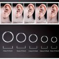 5 Pcs Men's Simple Stainless Steel Hoop Earrings, Unisex Earrings, Cartilage Piercings Jewelry. 