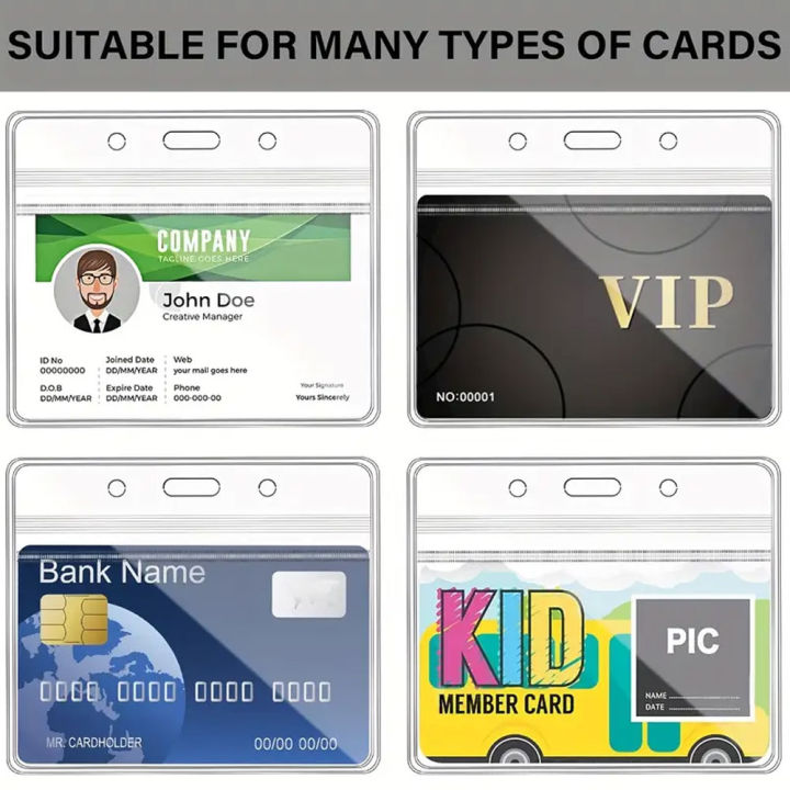 10pcs%20Horizontal%20ID%20Card%20Holder,%20Resealable%20Zipper,%20Transparent%20Plastic,%20Waterproof%20PVC,%20High%20Transparency%20-%20Image%205