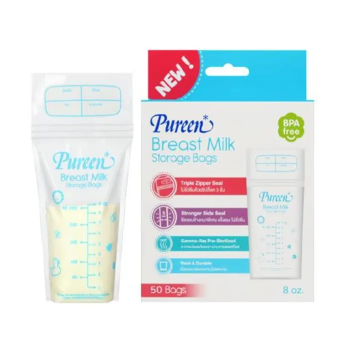 Pureen%20Breast%20Milk%20Storage%20Bag%208%20Oz.%2050's%20Pureen%20Breast%20Milk%20Storage%20Bags,%203%20Zippers,%20Quantity%2050%20Pieces%20-%20Image%203