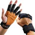 Original Leather Half Finger Gym Gloves Silicone Air Cushion Weightlifting Workout Gloves for Men Women Anti-Slip Breathable Out. 