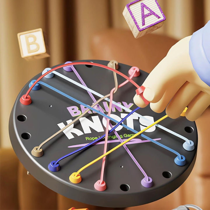 Kid Rope Knots Puzzle Board Game Color Line Twisted Connected Rope ...