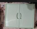 Plastic storage box cabinet double door for bathroom storage space saver. 