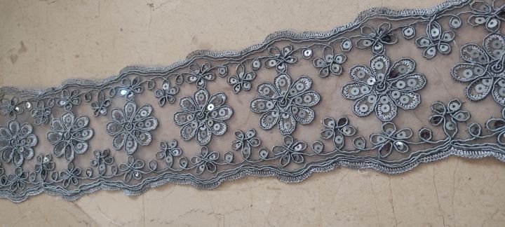 Gray fancy lace for clothes 1.2