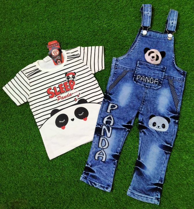 Bunny Blossom - Baba Fancy Romper and Frock - Denim and Jersey Design - (Tshirt, Denim or Jersey Dungaree)- Branded Bear Basket Premium Baby Baba Suit - Fine Quality Baby Boy and Girl Romper