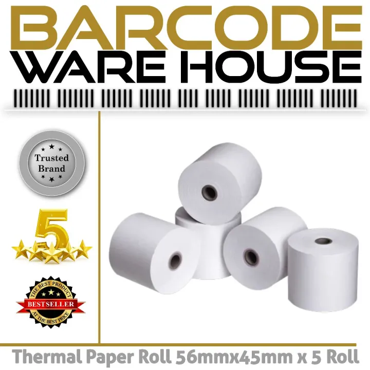 Thermal Paper Roll 56 mm x 45 mm 5 Roll / Bus Ticket Roll / Card Machine Roll