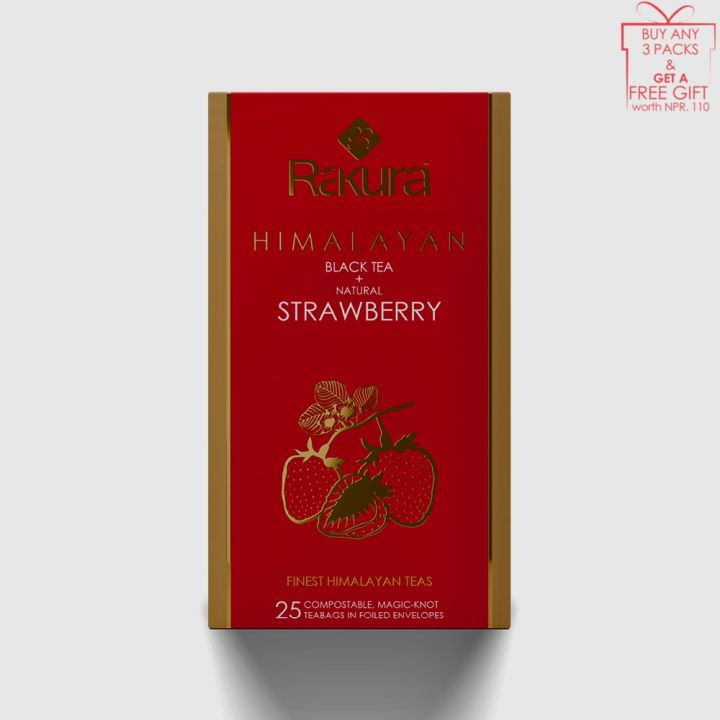 Rakura Natural Strawberry + Himalayan Black tea 25TB | Finest Himalayan ...
