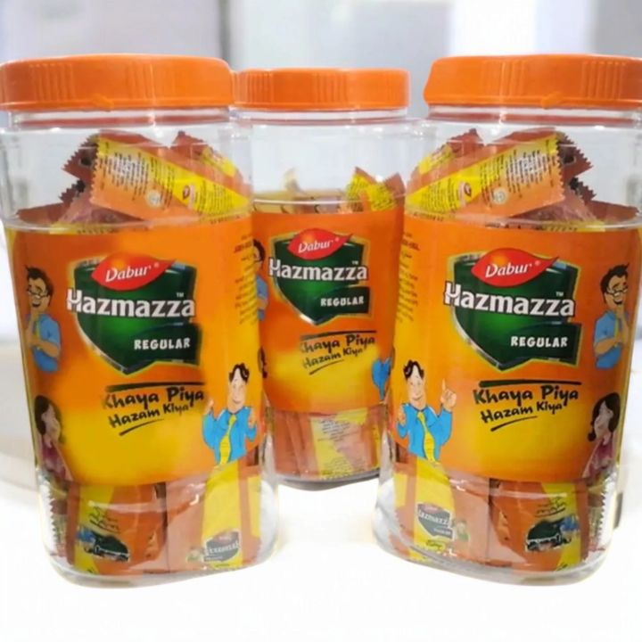 HAJMOLA AB HAZMAZZA K NAME SE 100 %ORIGNAL DABUR PAKISTAN KI PRODUCT 100 SASEY IN 1 JAR