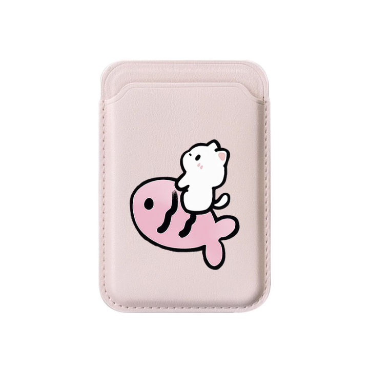 Cute%20Little%20Cat%20Riding%20Fish%20Cartoon%20Pattern%20Couple%20Card%20Holder%20Magnetic%20For%20iPhone%20For%20%20%20For%20MagSafe%20Wallet%20Cover%20-%20Image%205