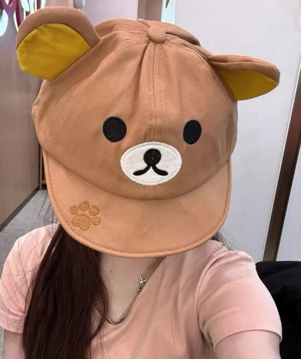 Rilakkuma%20Bear%20With%20Ear%20Cap%20Summer%20Hats%20For%20Women%20Girls%20Kids%20Couple%20Fashion%20Cartoon%20Outdoor%20Sport%20Sun%20Visors%20Baseball%20Caps%20%20-%20Image%203