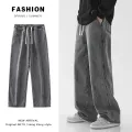 Oversized Wide Leg Jeans Men's Spring Summer New Trend Ins Straight Loose Elastic Waist Casual Streetwear Baggy Trousers Male. 