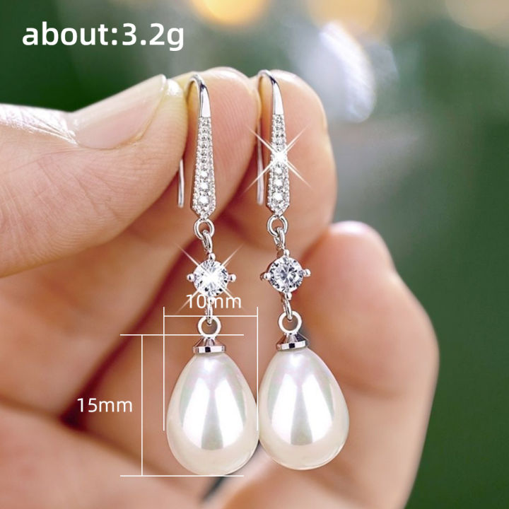 Huitan%20White%20Imitation%20Pearl%20Dangle%20Earrings%20for%20Women%20Temperament%20Bridal%20Wedding%20Ear%20Accessories%20Anniversary%20%20New%20Jewelry%20-%20Image%202