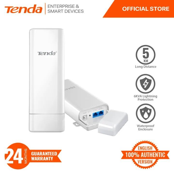 Tenda O3 v2 5KM Long Distance P2P Outdoor CPE | IP64 Waterproof | 12dBi Antenna | 6KVA Lightning Protection | WISP | AP
