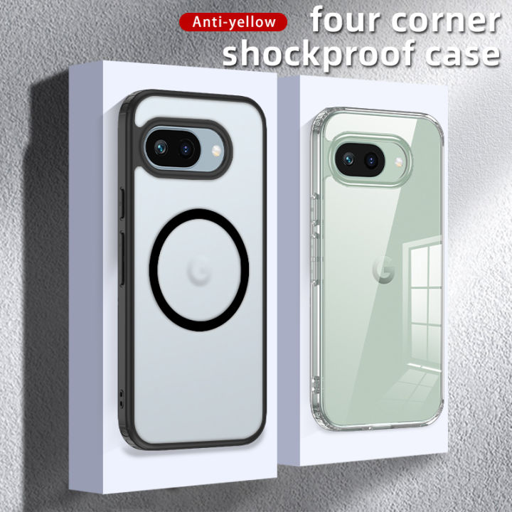 Matte & Clear Magnetic Wireless Charging Armor Magsafe Case For Google Pixel 9a Pixel9a Military Shockproof Phone Back Cover