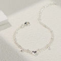 Dainty Layered Silver Anklet with Heart Charm - Elegant CZ Bracelet for Women, Waterproof & Trendy Gift. 