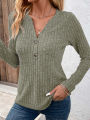 Women's Fashionable V-neck Button Up Top With Pit Stripes. 