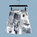 Newspaper Print Shirt and Shorts Set Men's Summer Beach Travel Thin Short Sleeve Loose Large Size Casual Suit.