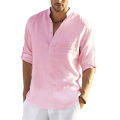 New Men's Casual Blouse Cotton Linen Shirt Loose Tops Long Sleeve Tee Shirt Spring Autumn Casual Handsome Men's Shirts.