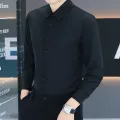 Anti-Wrinkle Men's Shirts Long Sleeve Dress Shirts Male Slim Fit Camisa Social Business Blouse Gray Office Classic Shirt 5XL. 