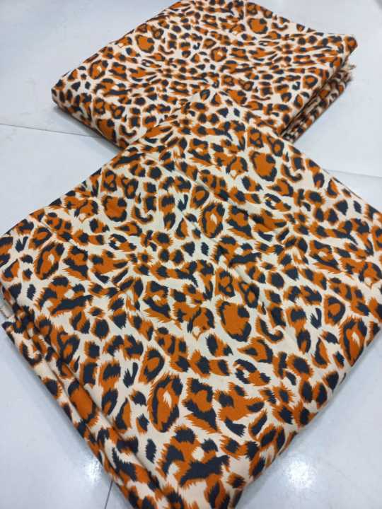 Luxury Leopard Print Two-Piece Unstitched Micro Polycotton Fabric for Women – Premium Soft & Stylish Dress Material