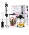YISSVIC Immersion Hand Blender, 4 in 1 9 Speed Stick Blender with 500ml Food Grinder 700ml Container Chopper Whisk Puree Infant Food, Smoothies, Sauces Soup. 