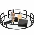 Home Details Modern Round Design Matte Black Mirrored Vanity Tray for Dresser, Perfume, Desk, Cosmetic & Jewelry Organizer,. 