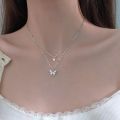 New fashion silver butterfllies design pendant with double layers chain necklace. 