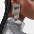 Stonefans Exaggerated Geometric Tassel Earrings for Women Luxury Rhinestone Earrings Dressing Ball Party Jewelry Accessories.