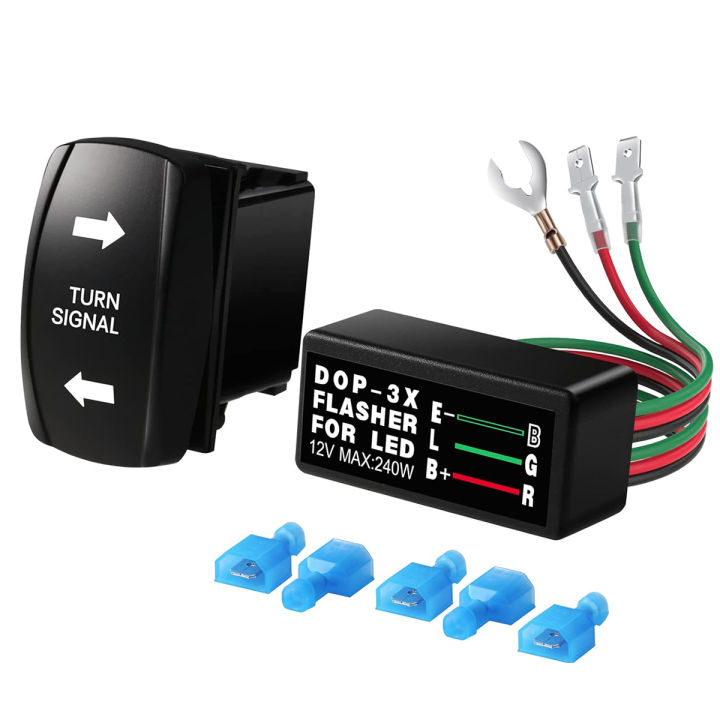 Turn Signal Rocker Switch and Flasher Relay Combo Kit for ATV UTV RV ...