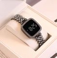 Stylish Women’s Luxury Diamond Watch – Stainless Steel Band LED Touch Electronic Watch. 