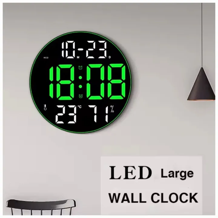 Home%20&%20Garden%20Digital%20Clocks%20Alarm%20Clocks%2012-Inch%20Led%20Digital%20Wall%20Clock%202-Color%20Large%20Screen%20Electronic%20Clock%20With%20Temperature%20Display(Green,%20Orange)%20-%20Image%202