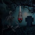 Motion Sensor Halloween Decoration Spooky Halloween Haunted House Decor Voice-activated Skeleton Skull With Led Eyes Fake Spider. 