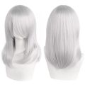 QQXCAIW High Quality 40cm Medium Cosplay Wig With Bang Black Blond Pink Red Blue Purple Heat Resistant Synthetic Hair Wigs. 