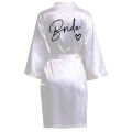 Wedding Party Team Bride Robe With Black Letters Kimono Satin Pajamas Bridesmaid Bathrobe SP003. 