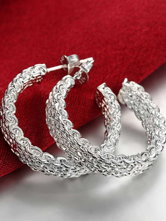 Popular%20fine%20925%20Sterling%20Silver%20charms%20stud%20Earrings%20for%20Women%20Creativity%20Christmas%20s%20Street%20all-match%20party%20Jewelry%20-%20Image%203