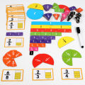 Wooden Math Fraction Learning Set With Card Fraction Decomposition Plate Montessori Teaching Aid Children Educational Math Toys. 