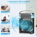 Portable Air Conditioner Fan,Personal Mini Small Evaporative Air Cooler with AC adapter,Desktop Cool Humidifier with 7 Colors LED Light,1/2/3 H Timer,3 Speeds & 3 Spray for Room Office Home Travel. 