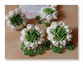 Handmade Artificial flower earrings with teeka set, customized jewellery. 