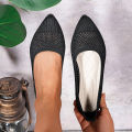 Women Lightweight Solid Knitted Shoes Women Pointed Toe Flats Breathable Mesh Casual Ballet Sneakers Slip on Ladies Loafers. 