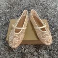 Embroidery Pearl Mesh Ballet Flats Women Fashion Hollow Round Toe Flat Sandals Elegant Comfortable Belt Buckle Mary Jane Shoes.