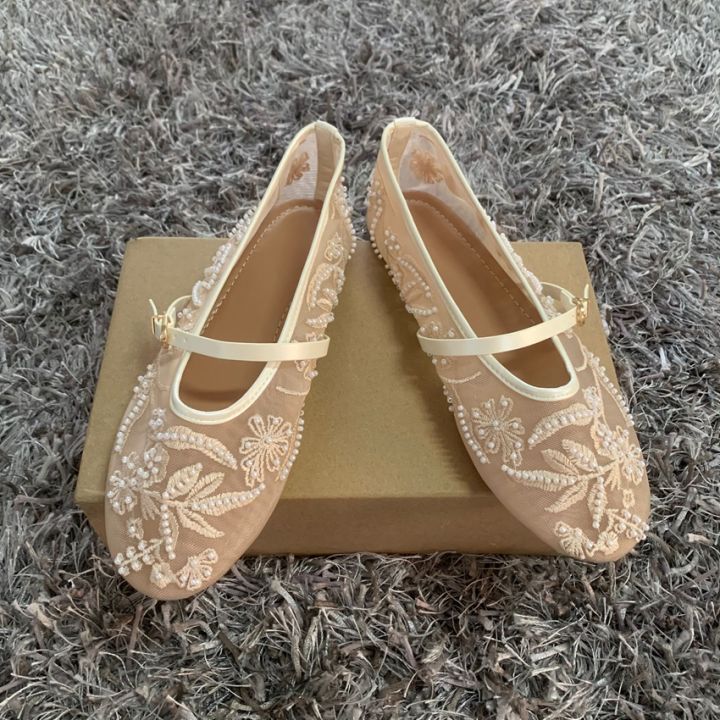 Embroidery%20Pearl%20Mesh%20Ballet%20Flats%20Women%20Fashion%20Hollow%20Round%20Toe%20Flat%20Sandals%20Elegant%20Comfortable%20Belt%20Buckle%20Mary%20Jane%20Shoes%20-%20Image%204