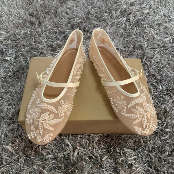 Embroidery%20Pearl%20Mesh%20Ballet%20Flats%20Women%20Fashion%20Hollow%20Round%20Toe%20Flat%20Sandals%20Elegant%20Comfortable%20Belt%20Buckle%20Mary%20Jane%20Shoes%20-%20Image%204