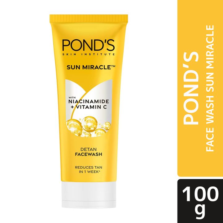 Indian Product Ponds Sun Miracle With (Niacinamide + Vitamin C) Detan Face Wash For Women.. 100 Gm