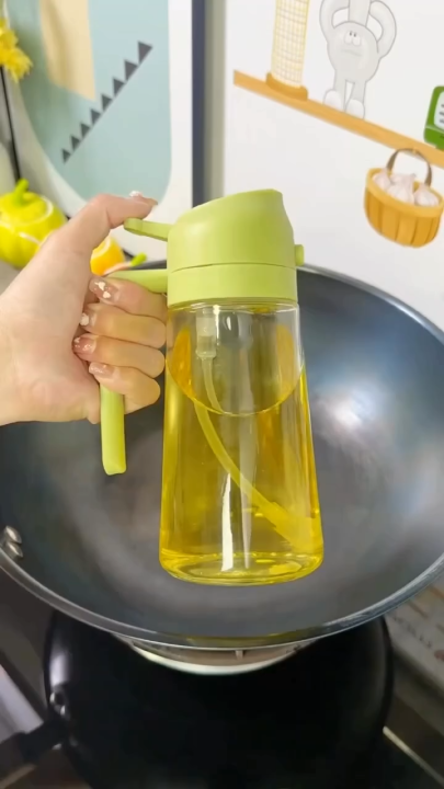 Dazzin -  470ml Kitchen Glass Oil Sprayer Bottle - 2in1 Olive Oil Dispenser - Oil Jar Cruet - Anti-leakage Spray - Kitchen Baking, Roasting, Cooking Tool