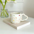 Cute Ceramic Coffee Mugs Love Handle Cups Hand Pinched Irregular Off-white Color Milk Tea Cup Refreshing Mug Oatmeal Breakfast. 